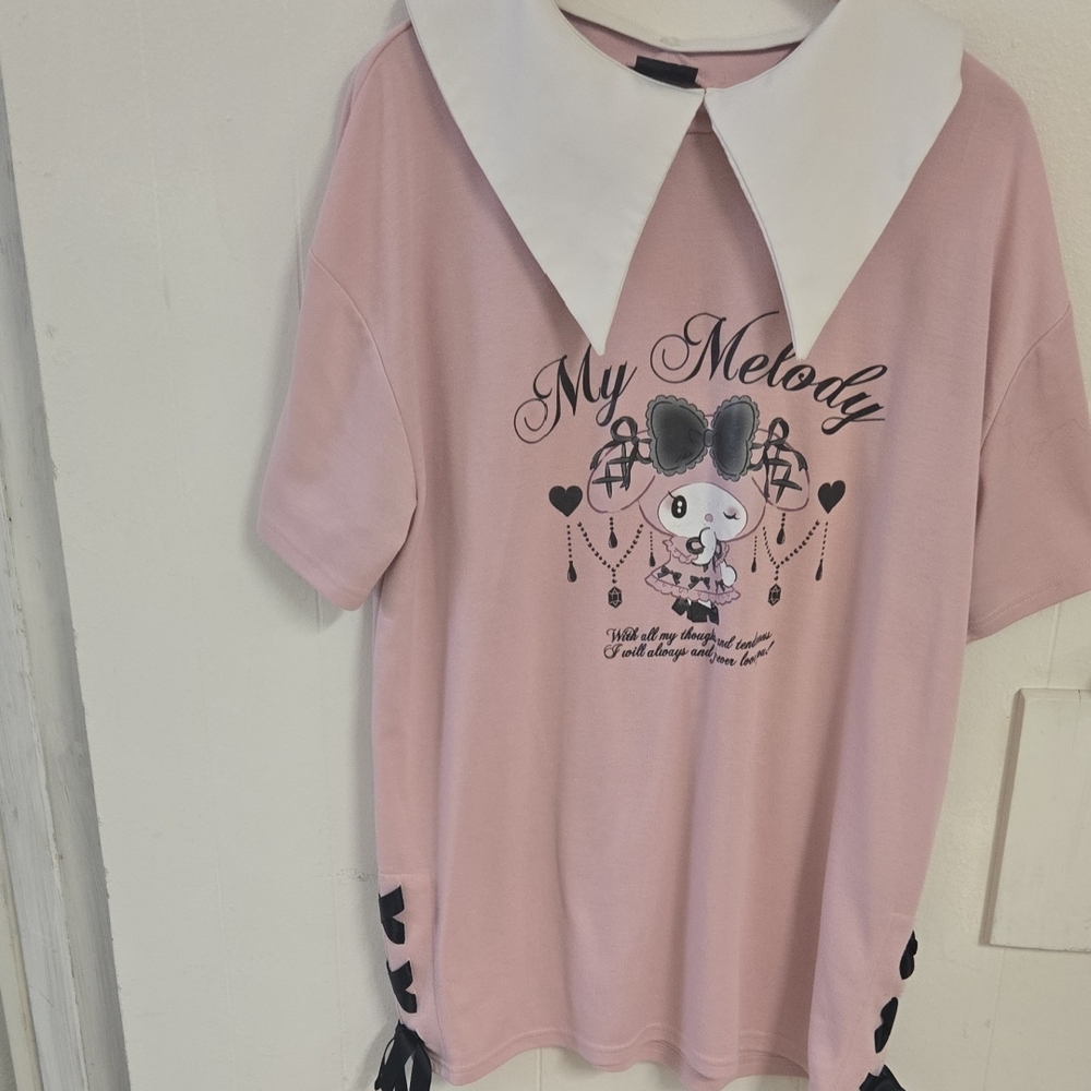 Sanrio My Melody Pink Kids Tee with White Collar